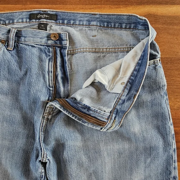 Sean John Jeans Blue Medium Wash Denim Baggy Hip Hop Distressed Ripped Men 40x32 - Picture 2 of 16